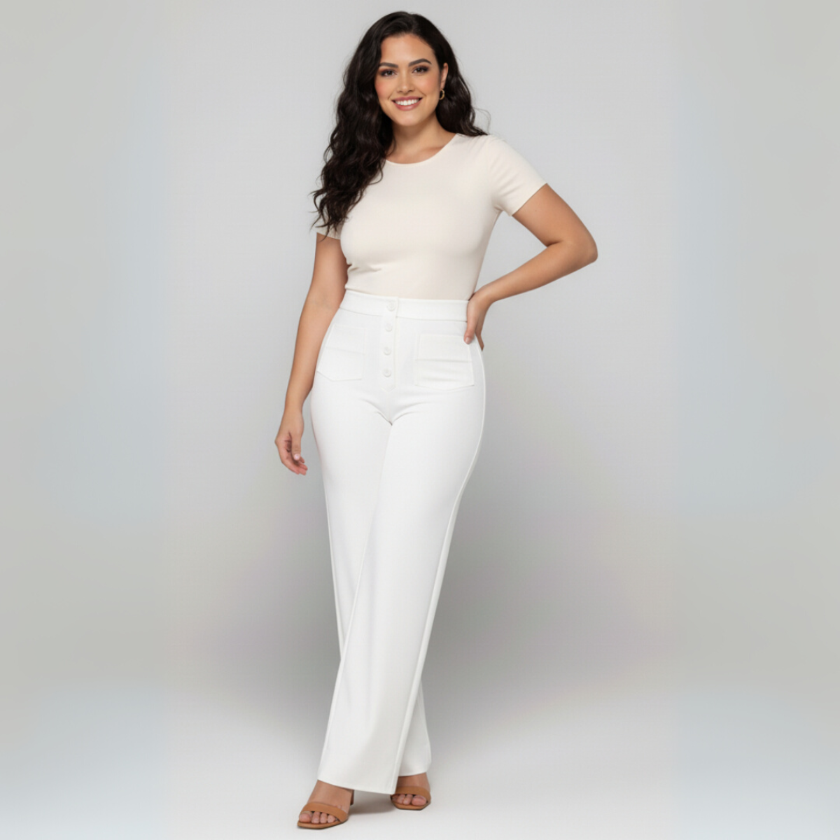 Anna | Spodnie z wysokim stanem i elastycznym pasem