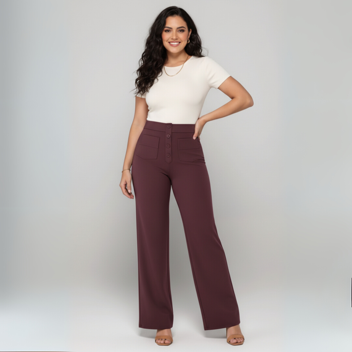 Anna | Spodnie z wysokim stanem i elastycznym pasem